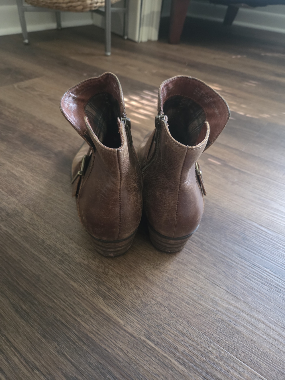 Born Brown Leather Ankle Boots with Side Buckle - Picture 4 of 8